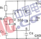555構(gòu)成間接反饋型無(wú)穩(wěn)態(tài)自激<strong>多諧振蕩器</strong>電路 