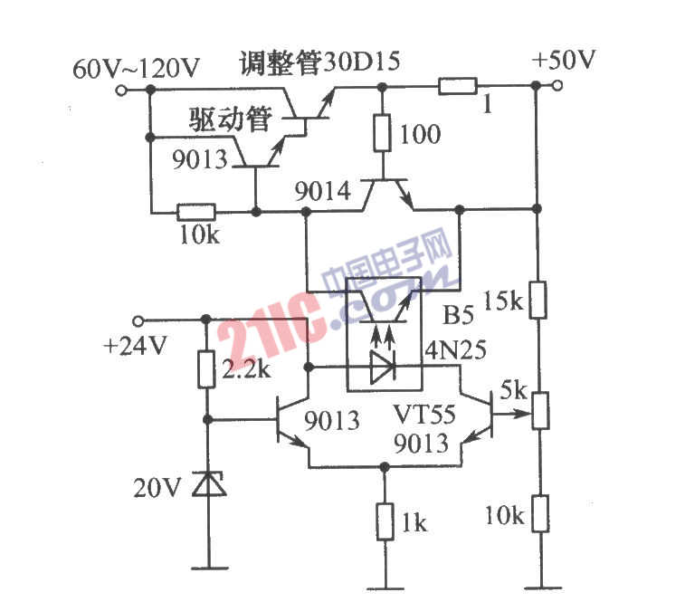  <strong><strong>光電耦合器</strong></strong>組成的<strong><strong>高壓</strong></strong>穩(wěn)壓<strong><strong>電路圖</strong></strong> 