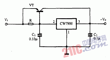 巧用CW7900作大<strong>電流</strong>負(fù)<strong>電壓輸出</strong><strong>穩(wěn)壓電源電路</strong>圖