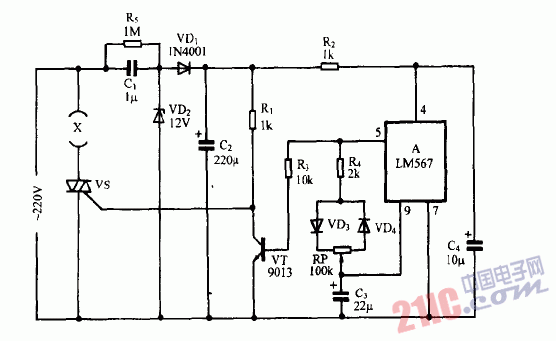 巧用LM567作電熱<strong>器件</strong>調(diào)溫<strong>節(jié)電</strong>器<strong>電路圖</strong>