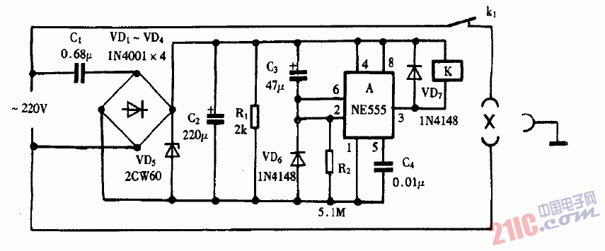 巧用NE555作<strong>電冰箱</strong><strong>斷電</strong>延遲<strong>保護(hù)器</strong><strong>電路圖</strong>