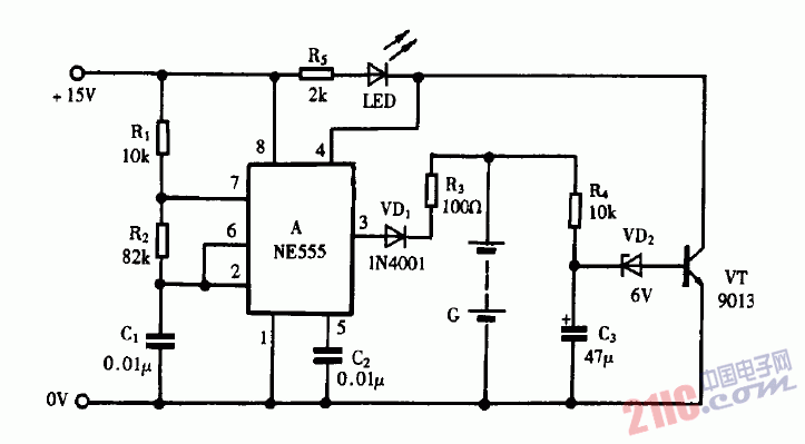 巧用NE555作<strong>脈沖</strong>式鎳鎘<strong>電池充電器</strong>1<strong>電路圖</strong>