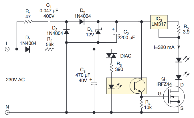 使用交流電源來驅(qū)動(dòng) LED發(fā)光