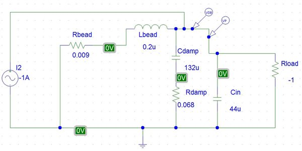 使用阻尼輸入磁珠共振以防止電源振蕩