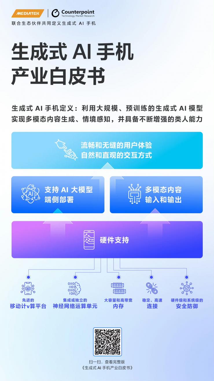 MediaTek攜手生態(tài)伙伴聯(lián)合發(fā)布《生成式AI手機(jī)產(chǎn)業(yè)白皮書》，共同定義生成式AI手機(jī)