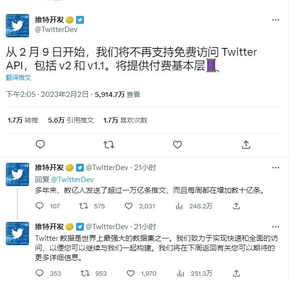 推特開發(fā)者團(tuán)隊(duì)：下周開始不在支持免費(fèi)訪問API