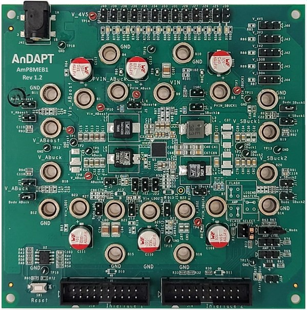 圖 1。AmP8MEB1評估板。實際解決方案面積約為405平方毫米